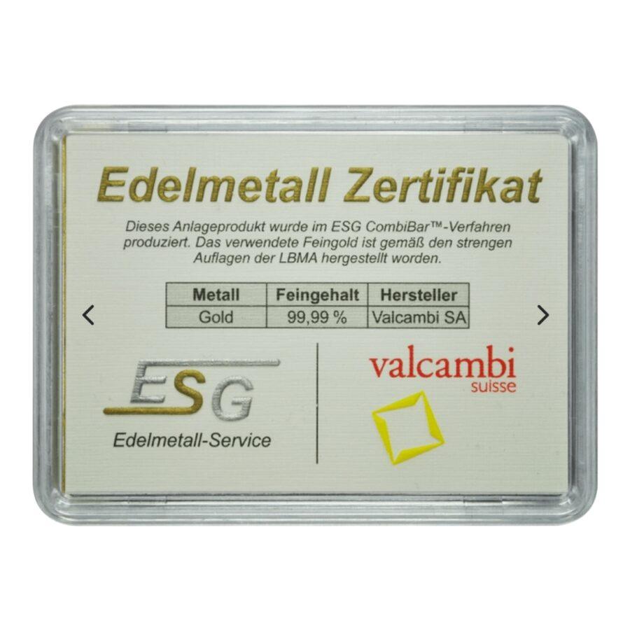 10 x 1 Gramme Fine Gold CombiBar Valcambi – Image 2