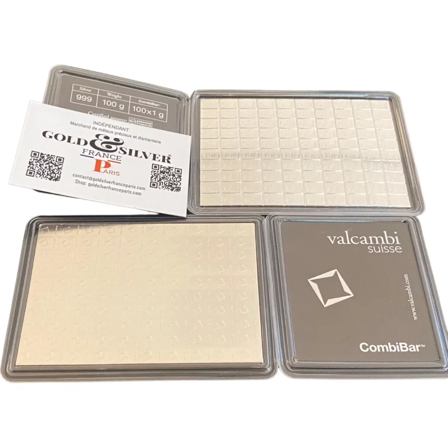 100 x 1 Gramme  d'Argent  CombiBar Valcambi – Image 3