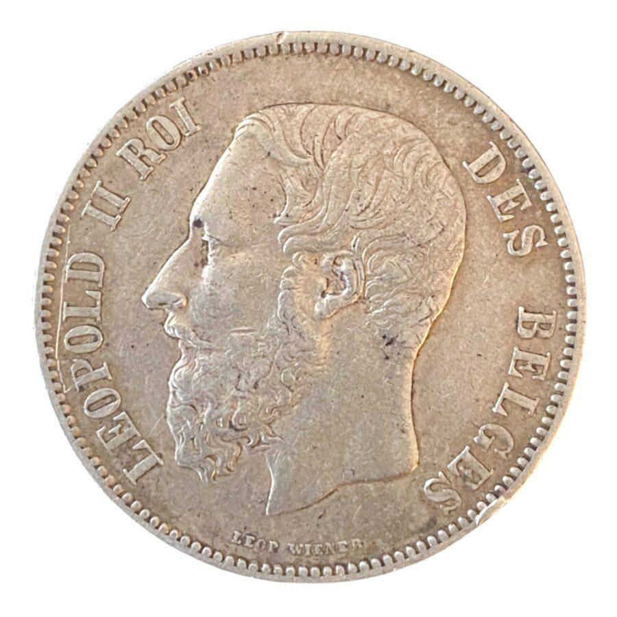 ÉCU 5 FRANCS BELGIQUE LEOPOLD II LEOP WIENER