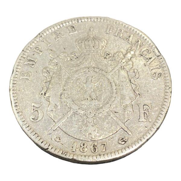 5 Francs Napoléon III, tête laurée, (A) 1867 PARIS