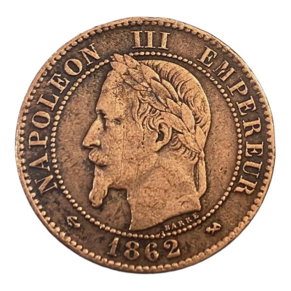 Deux Centimes Napoléon III, Tête Laurée 1862k