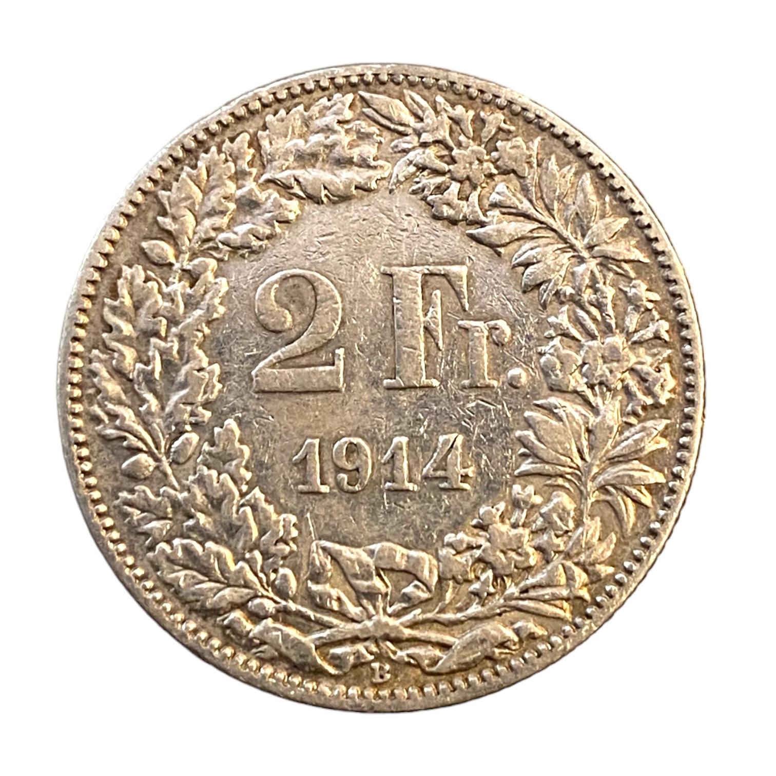 SUISSE 2 Francs Helvetia 1914 Berne - B