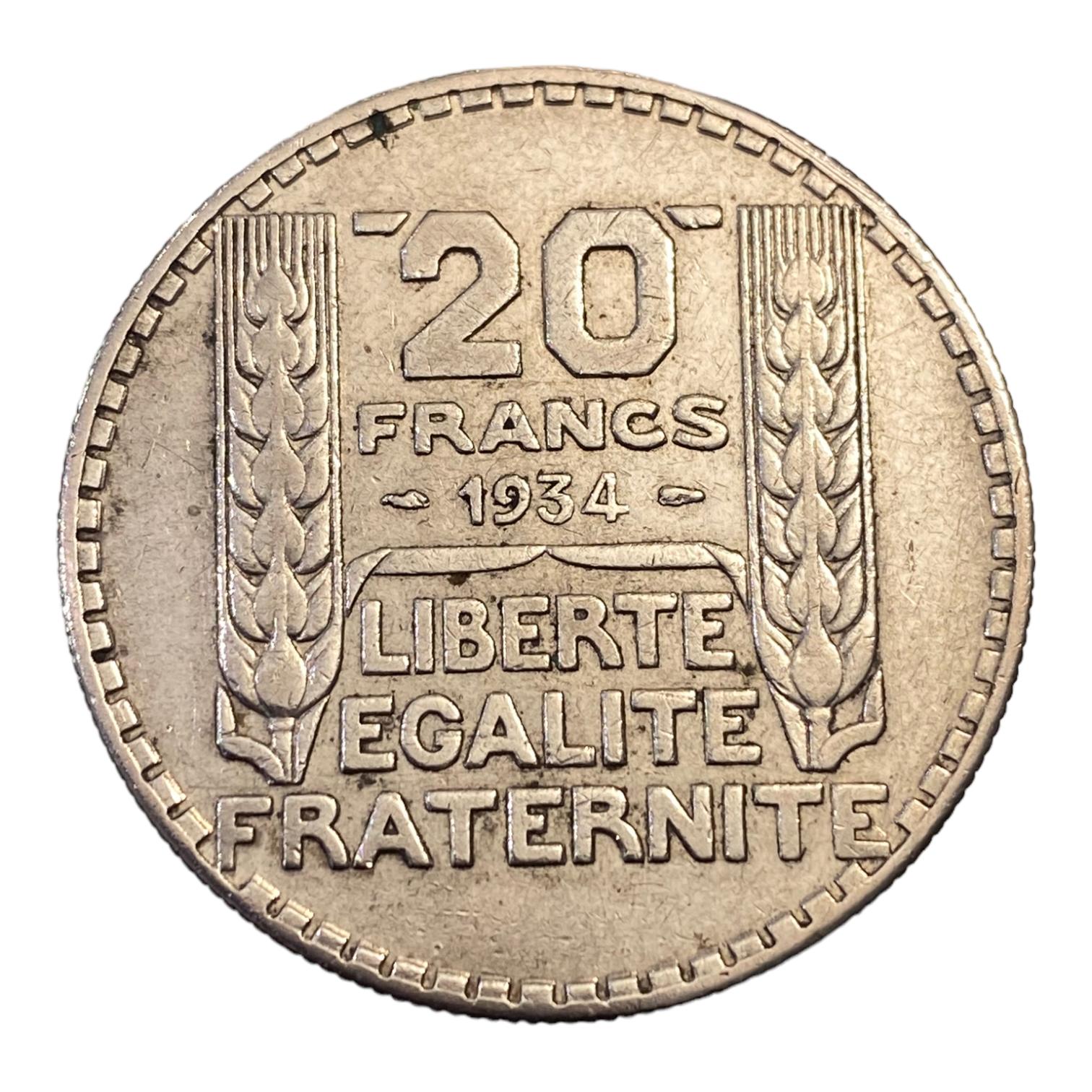 20 Francs Turin 1934 Paris