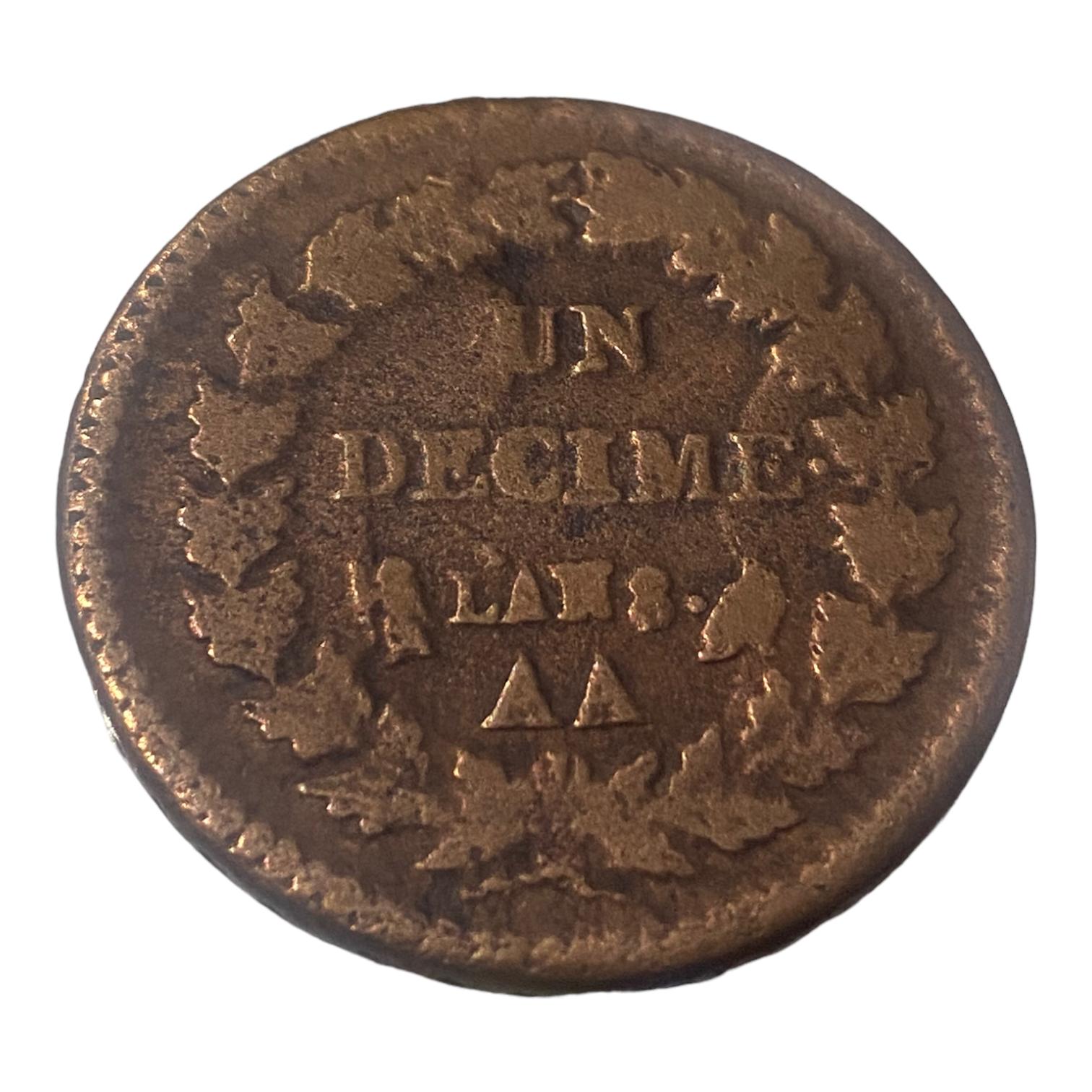 GADOURY 187- 1 DÉCIME 1799- 1800 AN 8 AA- Metz