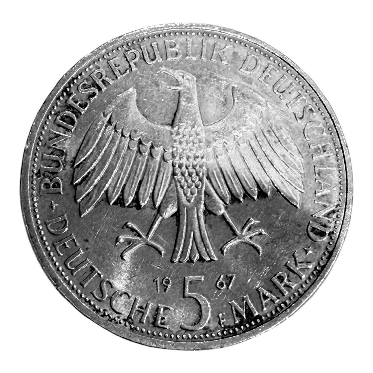 Allemagne - 5 Mark Humboldt 1967 Stuttgart (F) – Image 2